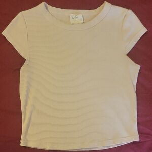 Cream Ribbed T-Shirt
